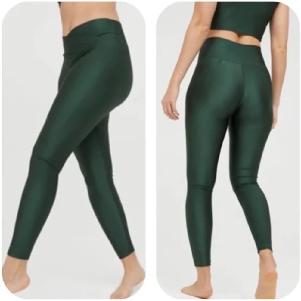 Aerie OFFLINE Ribbed Shine High-Waisted Crossover Legging green size XL